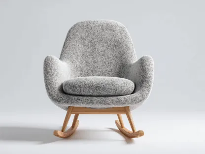 Fauteuil à bascule - tissu-bois massif - 81x94x101 cm - gris chiné - style moderne-Soliniahouse