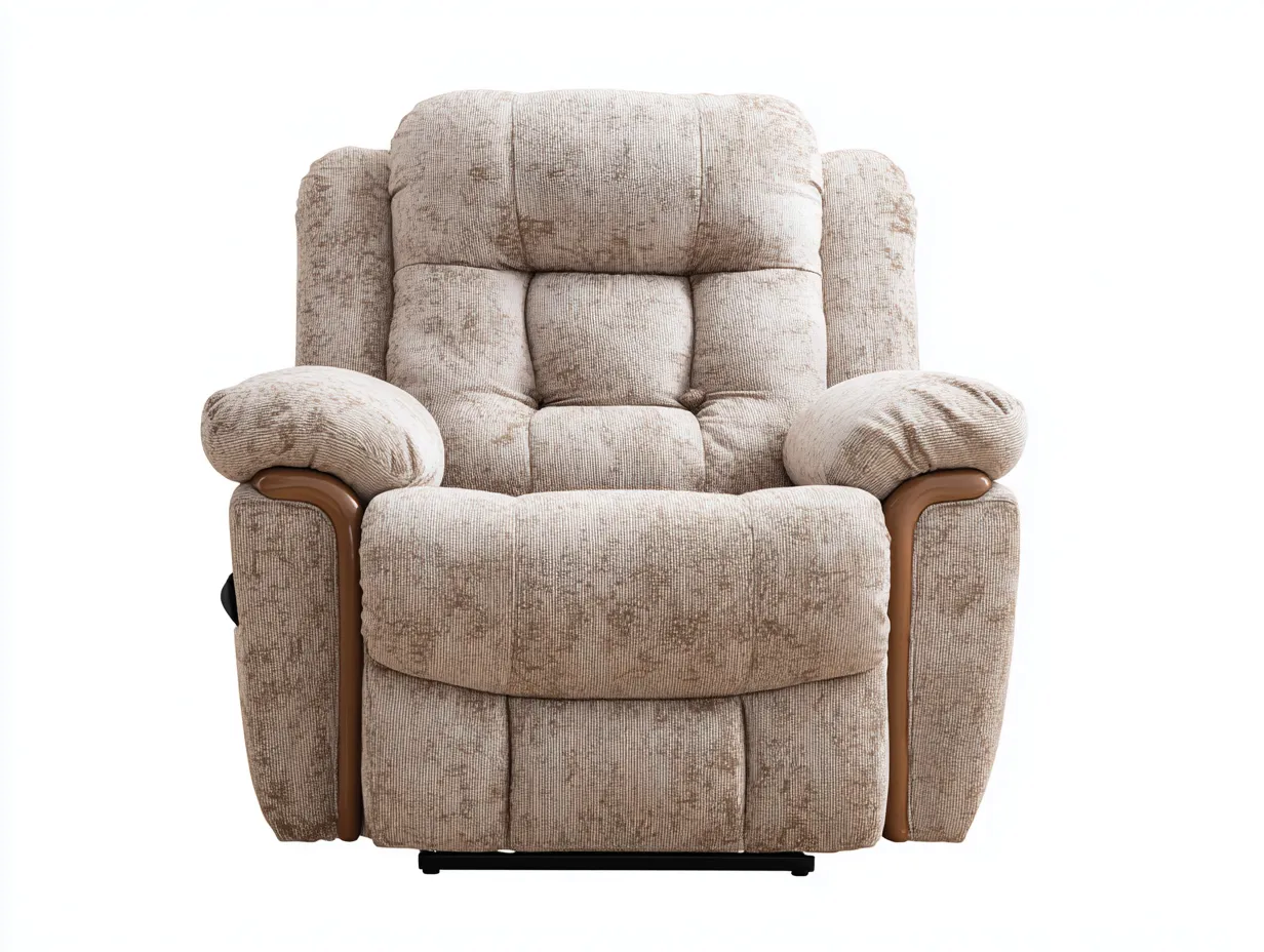 Fauteuil relax-Tissu polyester-Bois-Mousse-100 x 95 x 107 cm-Beige-Brun-Style classique-Soliniahouse