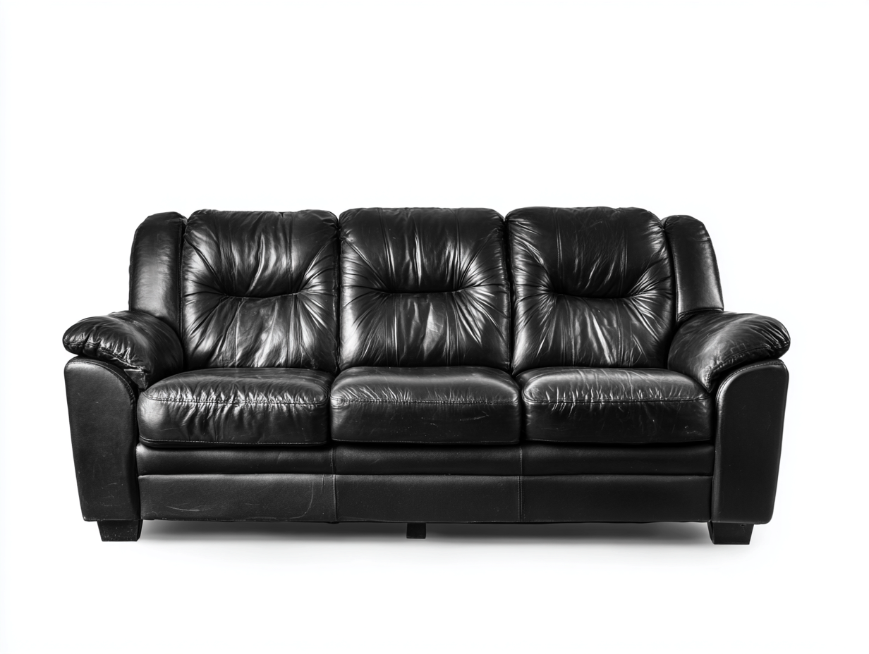 Canapé 3 places en cuir 210x95x90 cm - noir - design confortable classique pour salon-Soliniahouse