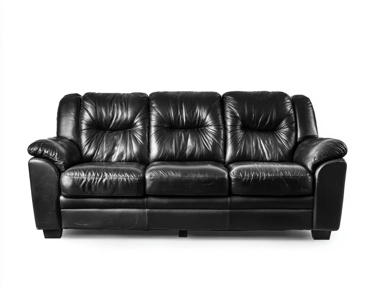 Canapé 3 places en cuir 210x95x90 cm - noir - design confortable classique pour salon-Soliniahouse