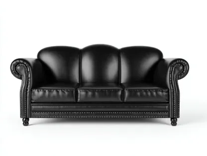 Canapé 3 places - cuir-bois - 222 x 96 x 86 cm - noir - style classique-Soliniahouse