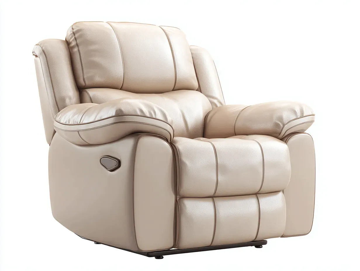 Fauteuil relax-Cuir synthétique-Mousse-102 x 94 x 105 cm-Beige-Style moderne-Soliniahouse