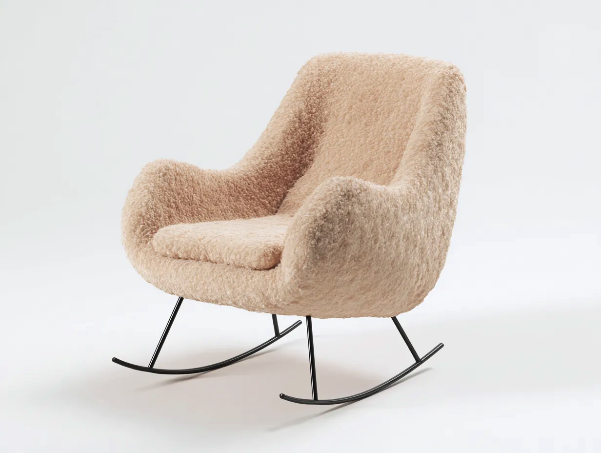 Fauteuil à bascule - tissu-métal - 90x98x106 cm - beige clair - style moderne-Soliniahouse