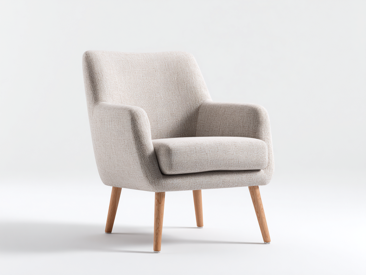 Fauteuil tissu bois 72x75x82 cm - beige - design moderne - adapté au salon-Soliniahouse