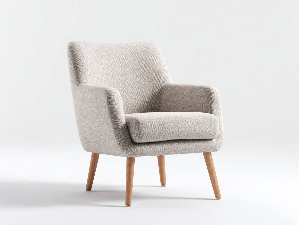 Fauteuil tissu bois 72x75x82 cm - beige - design moderne - adapté au salon-Soliniahouse