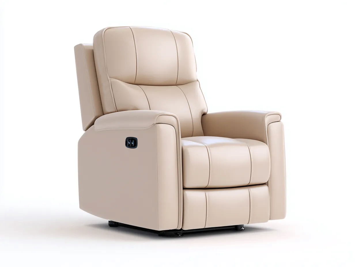 Fauteuil relax-Cuir synthétique-Mousse-99 x 93 x 104 cm-Beige-Style contemporain-Soliniahouse