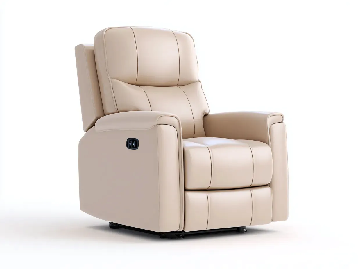 Fauteuil relax-Cuir synthétique-Mousse-99 x 93 x 104 cm-Beige-Style contemporain-Soliniahouse