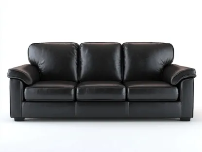 Canapé 3 places - cuir-bois - 218 x 93 x 84 cm - noir - style contemporain-Soliniahouse