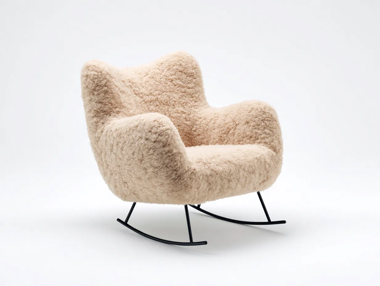 Fauteuil à bascule - tissu-métal - 88x97x105 cm - beige - style moderne-Soliniahouse