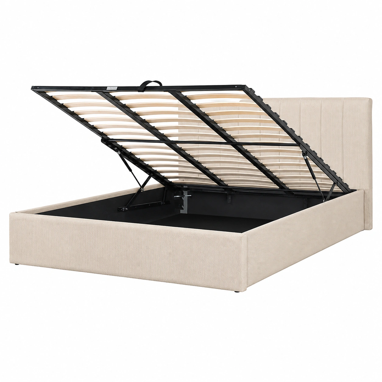 Cama con Almacenamiento Beige-vanselora