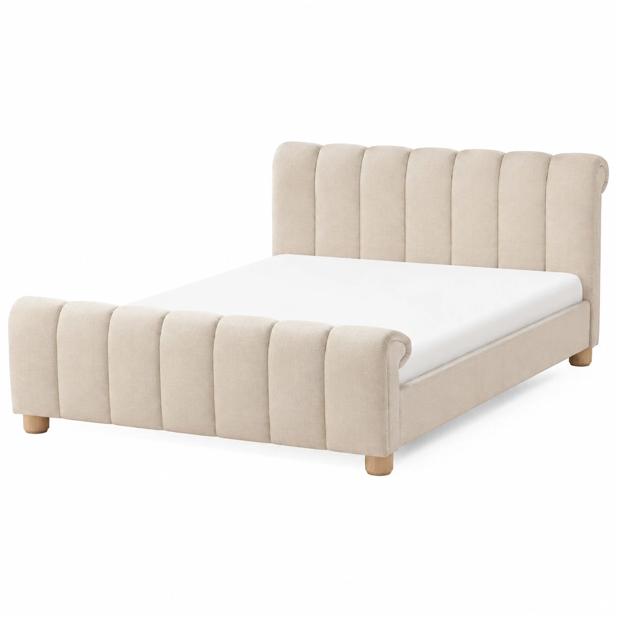 Cama Tapizada Beige Contemporanea-vanselora