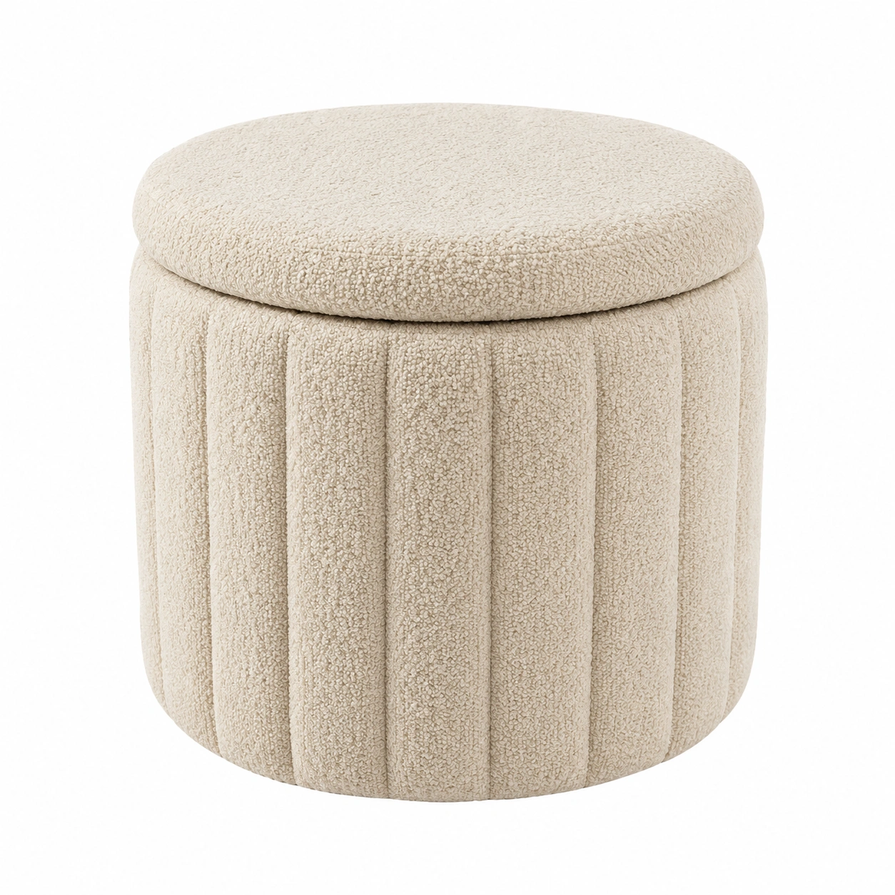 Puff Redondo Boucle Beige-patioventra