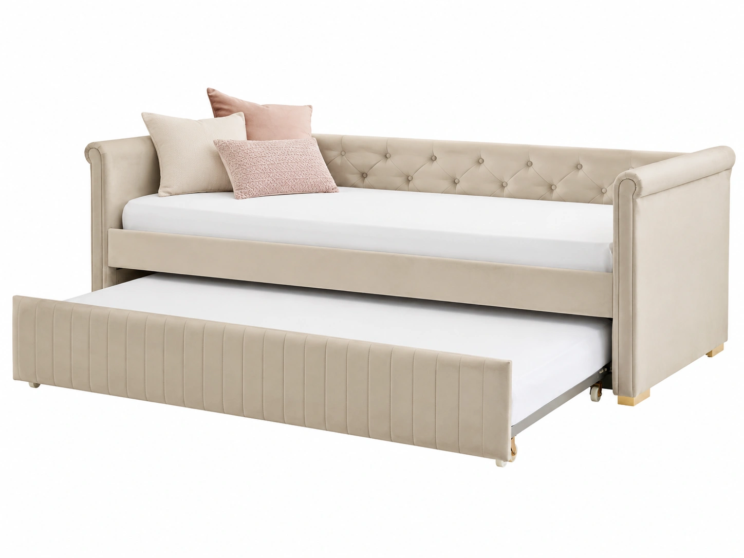 Cama nido Beige claro tapizada clasica-patioventra