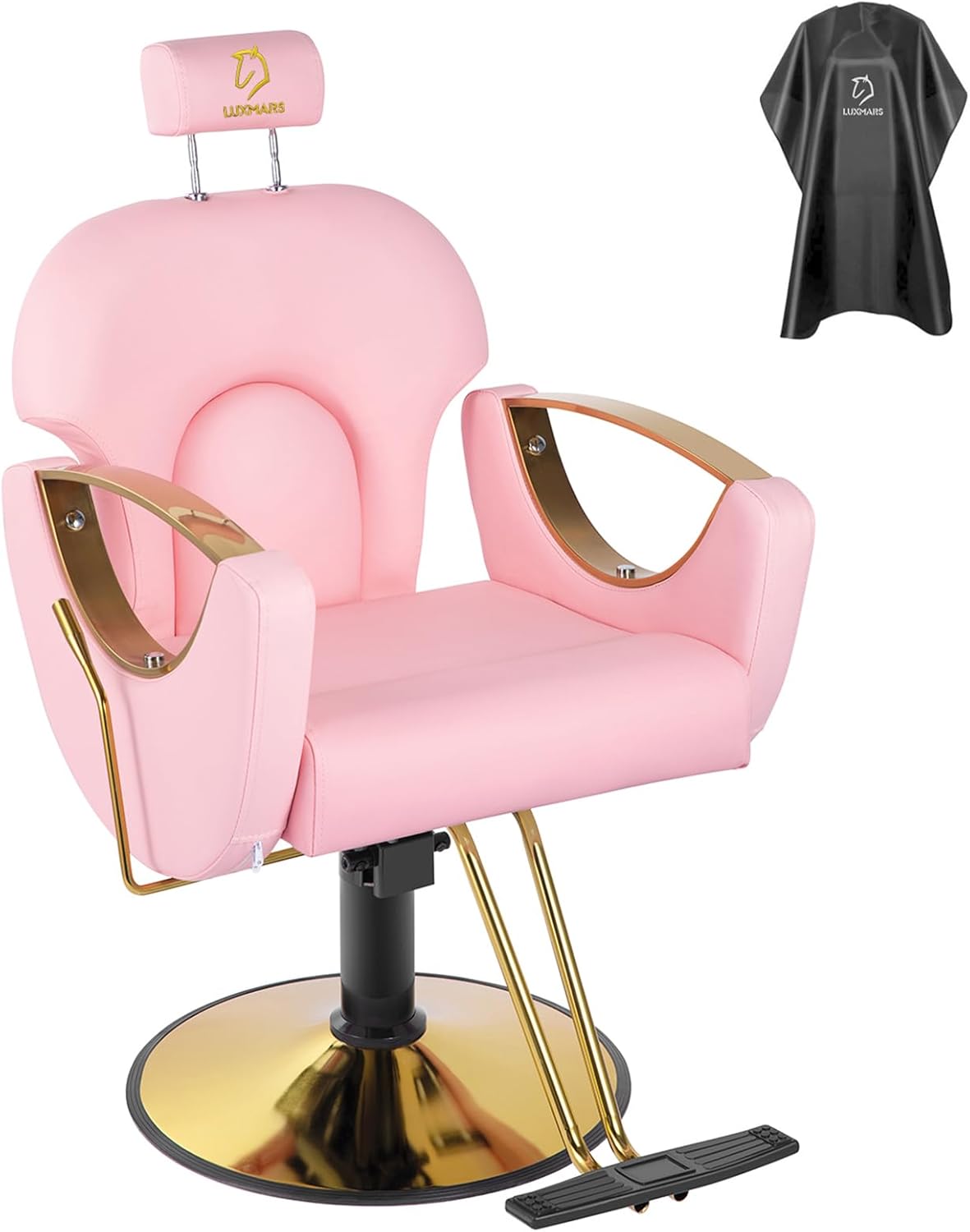 LUXMARS Silla de peluquería reclinable hidráulica, sillas de peluquería, sillas de peluquería giratorias de 360 grados, sillas de corte para peluquería, equipo de champú, color gris