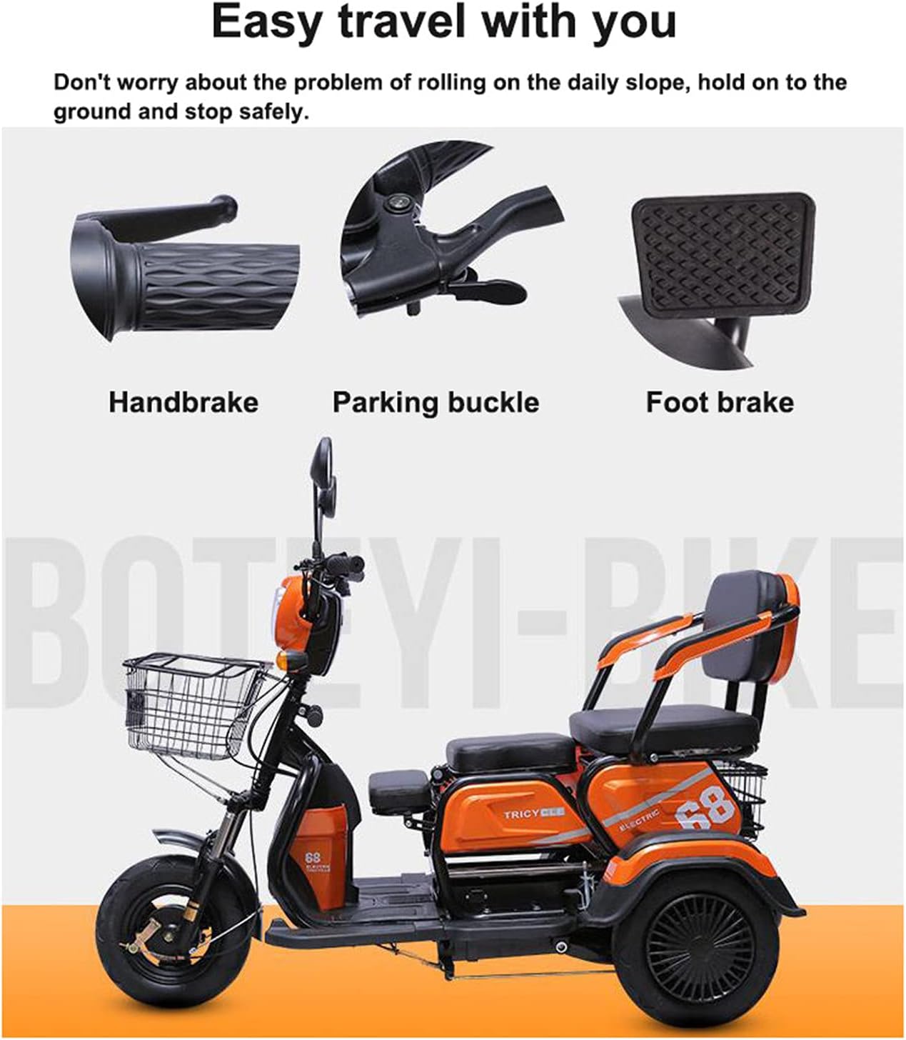 ZJDU Scooter Eléctrico De Movilidad De 3 Ruedas,Dispositivo De Silla De Ruedas Móvil Eléctrico para Adultos -Ajuste De 3 Velocidades,Adecuado para Personas Mayores,Discapacitados, Adultos