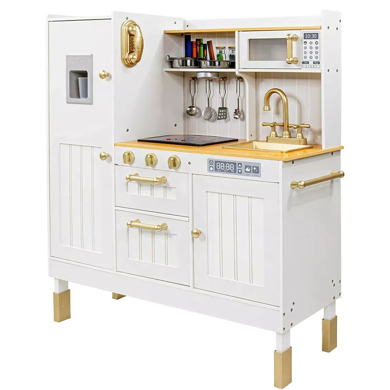 Juego completo de juguetes de cocina infantiles de madera.