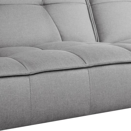 Yaheetech Sofá cama convertible moderno futón sofás, cama plegable y abajo, tela de lino reclinable para sala de estar, color gris-almohada