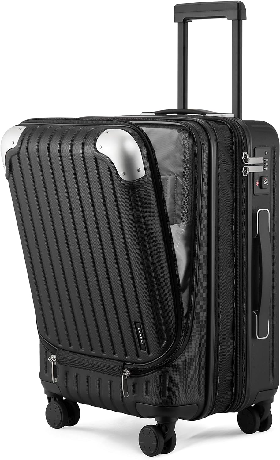 LEVEL8 Grace Maletas de Viaje, 20" Equipaje Expandible, Maletas de Mano con Bolsillo Frontal, con Ruedas Spinner y Cerradura Tsa, Gris