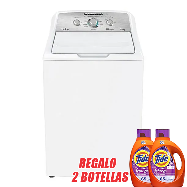 Lavadora Mabe Automática 18 kg Blanca + Regalo 2 Tide botellas 2,7 L 65 lavado
