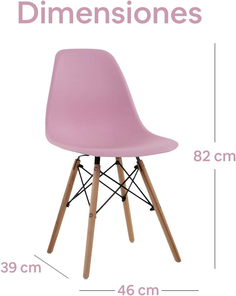 GAON. 4 Sillas Eames Modernas Minimalistas |Ergonómicas Ideales para Comedor Restaurantes y Cocinas (Negro.)
