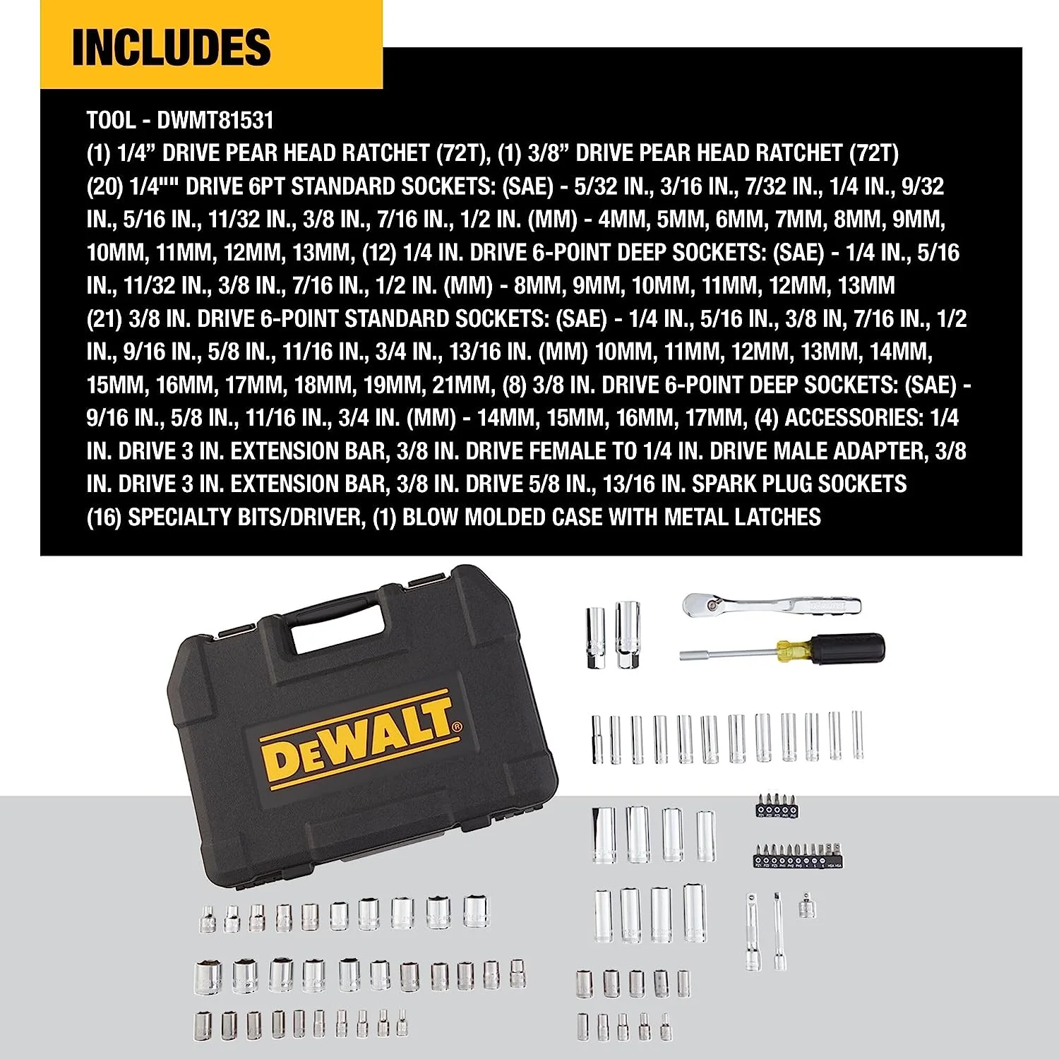 Dewalt Juego de herramientas mecánicas + Kit Taladro Atornillador y Llave de Impacto Inalámbrico 20V MAX* DCK240C2