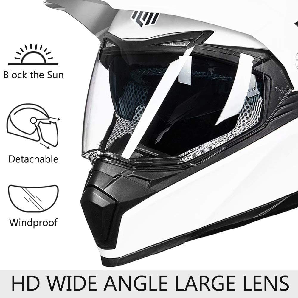 ILM - Casco deportivo doble para motocicleta, visor para el sol, casco para todoterreno, motocross, certificado por el DOT.