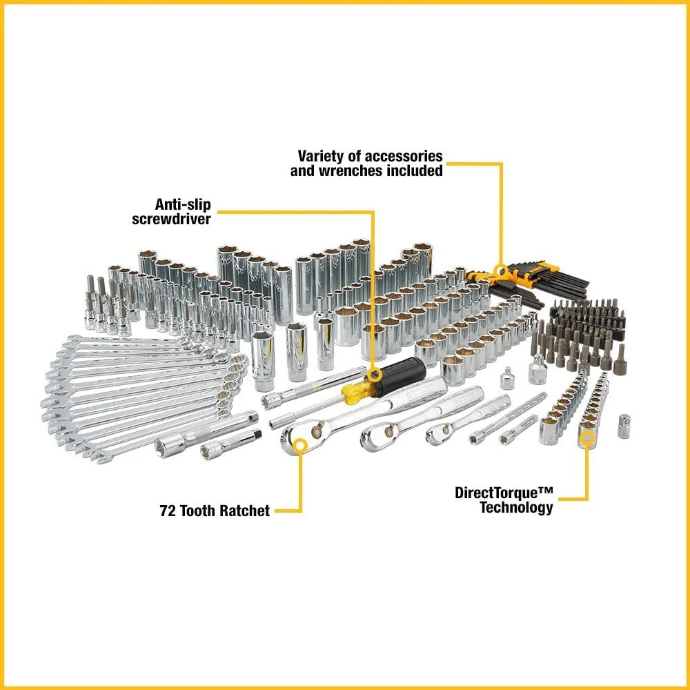 Dewalt Juego de herramientas mecánicas + Kit Taladro Atornillador y Llave de Impacto Inalámbrico 20V MAX* DCK240C2