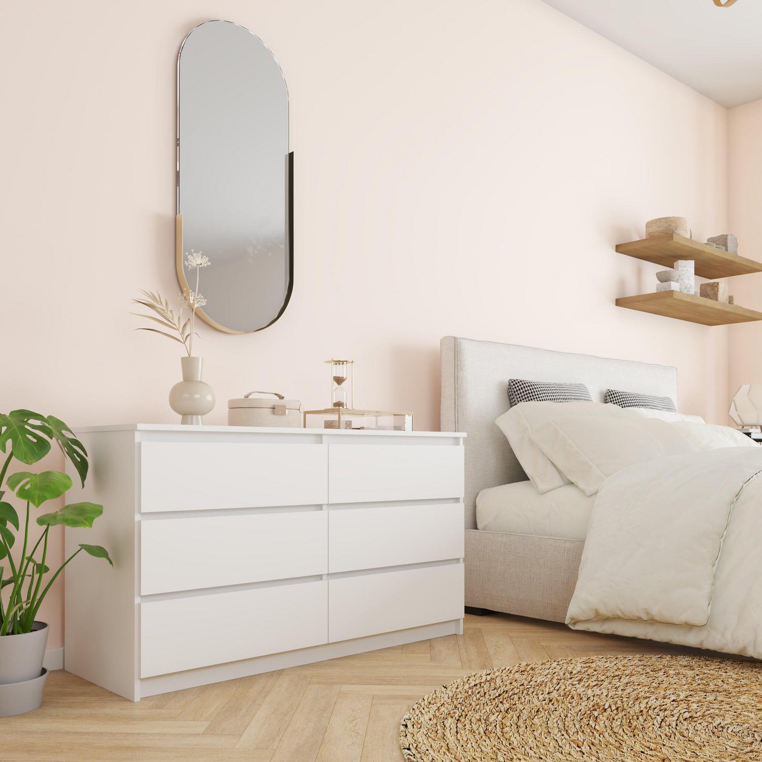 Cómoda 6 Cajón Nordica 120x69x45 cm Blanco/Rosa