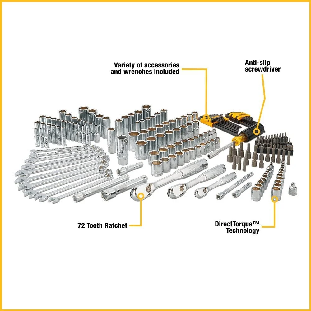 Dewalt Juego de herramientas mecánicas + Kit Taladro Atornillador y Llave de Impacto Inalámbrico 20V MAX* DCK240C2