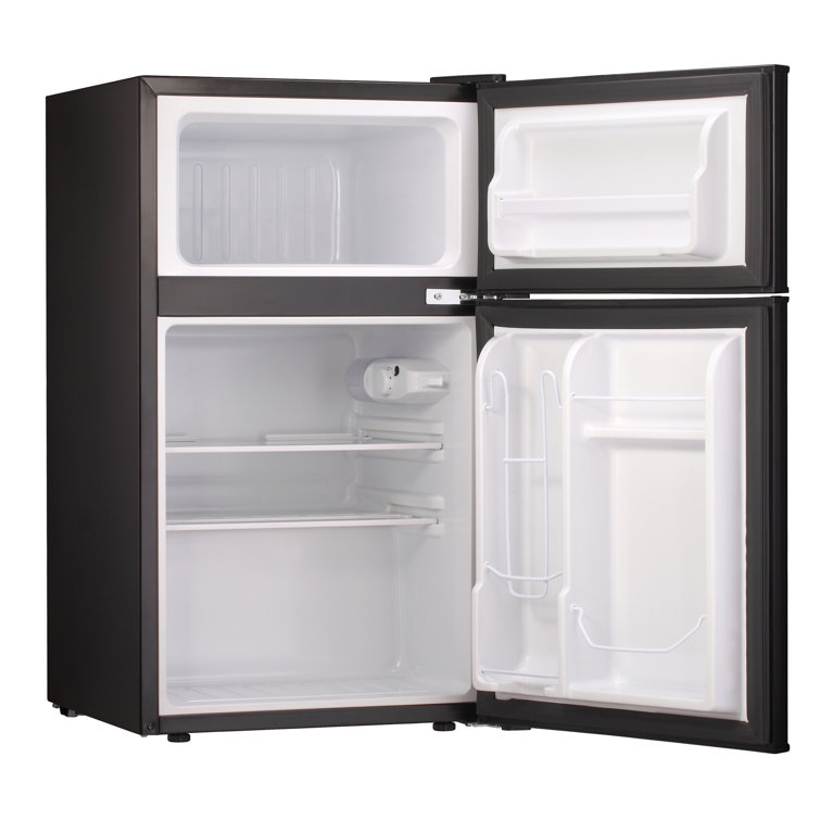 R.W.FLAME Puerta doble 3.2 Cu. Pie. Frigorífico compacto Mini frigorífico con congelador