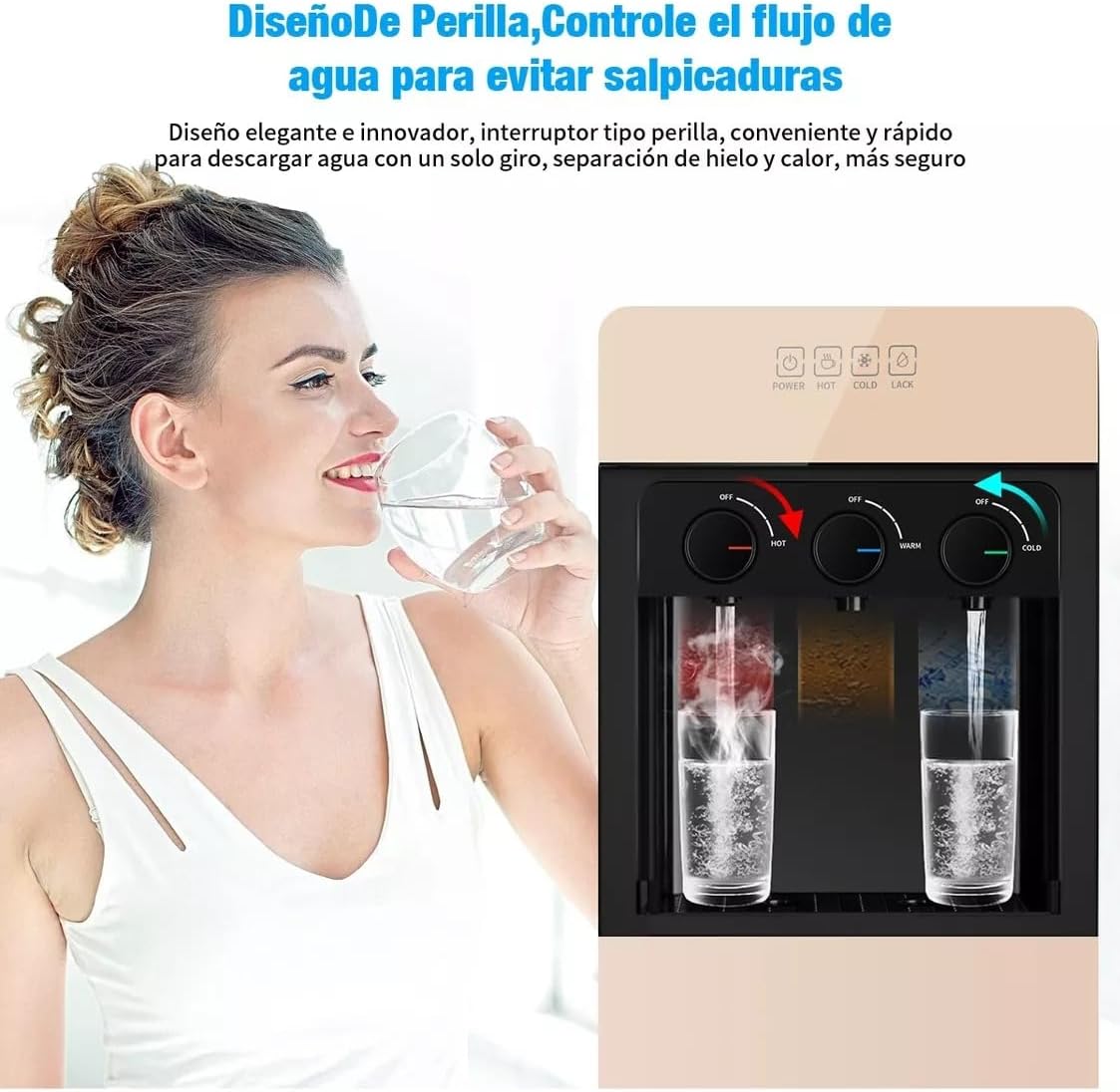 Dispensador de Agua, Dispensador de Agua Garrafon Oculto, Grande Despachador de Agua con Función de Refrigeración y Calefacción para Hogar/Oficina