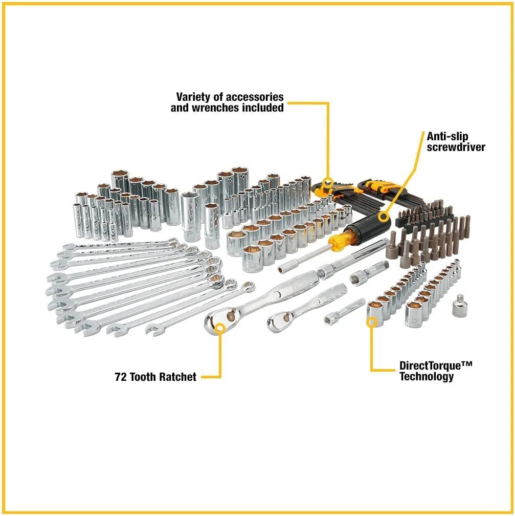 Dewalt Juego de herramientas mecánicas + Kit Taladro Atornillador y Llave de Impacto Inalámbrico 20V MAX* DCK240C2