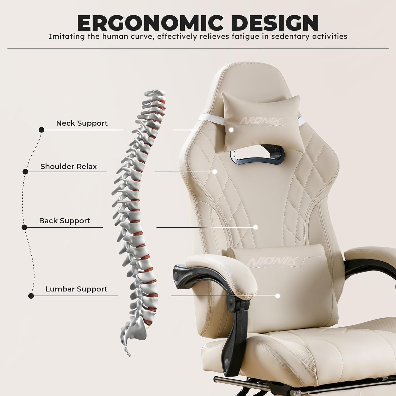 Silla para juegos con reposapiés y soporte lumbar de masaje, silla ergonómica para jugadores de computadora, sillas de videojuegos de oficina con altura ajustable y respaldo