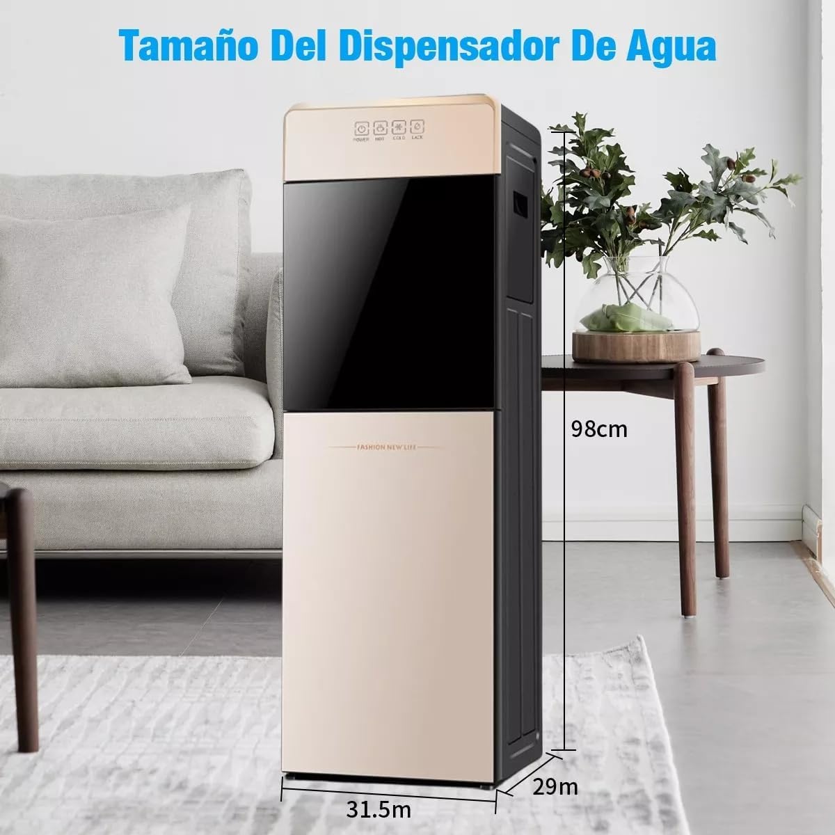 Dispensador de Agua, Dispensador de Agua Garrafon Oculto, Grande Despachador de Agua con Función de Refrigeración y Calefacción para Hogar/Oficina