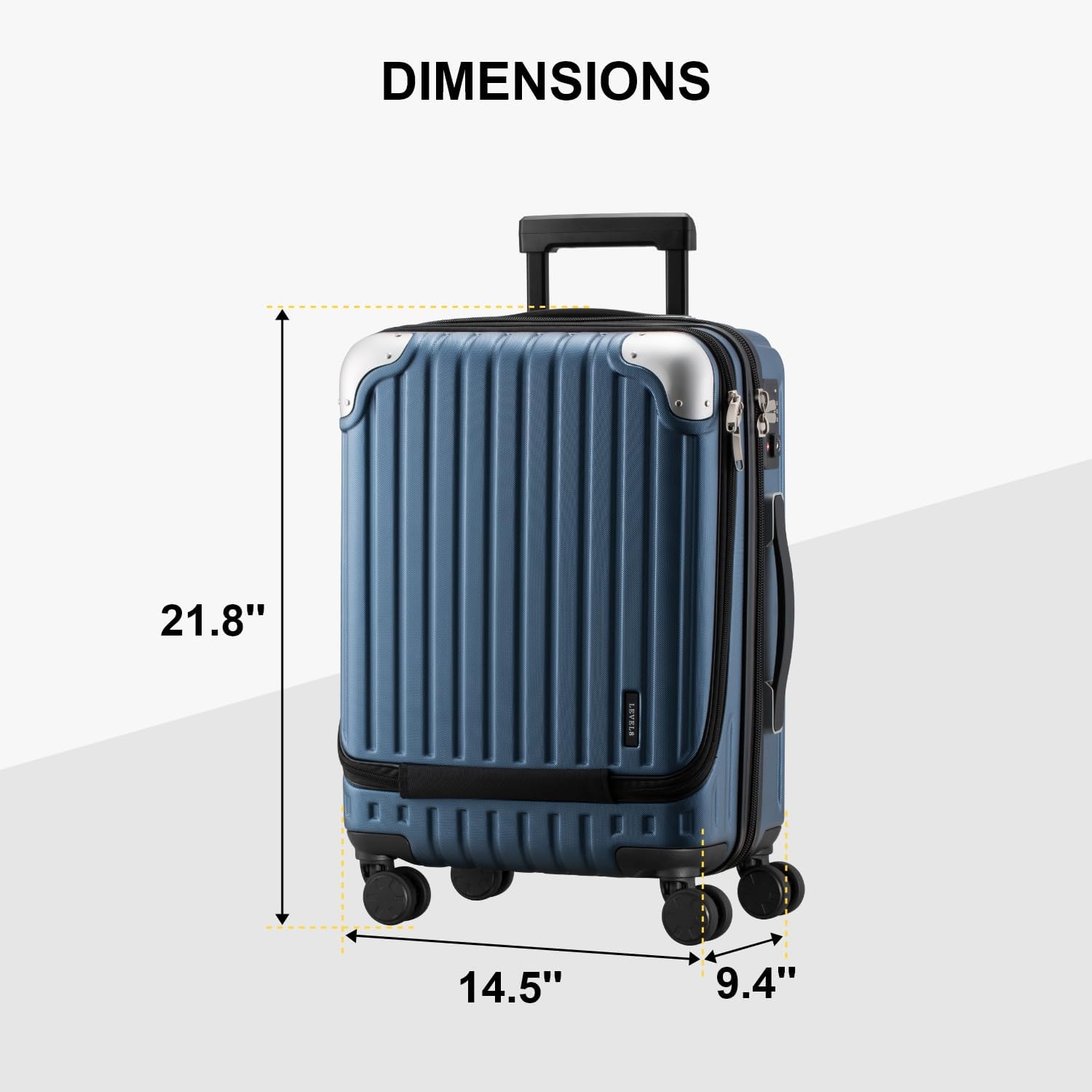 LEVEL8 Grace Maletas de Viaje, 20" Equipaje Expandible, Maletas de Mano con Bolsillo Frontal, con Ruedas Spinner y Cerradura Tsa, Gris