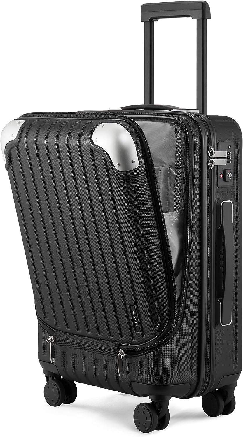 LEVEL8 Grace Maletas de Viaje, 20" Equipaje Expandible, Maletas de Mano con Bolsillo Frontal, con Ruedas Spinner y Cerradura Tsa, Gris