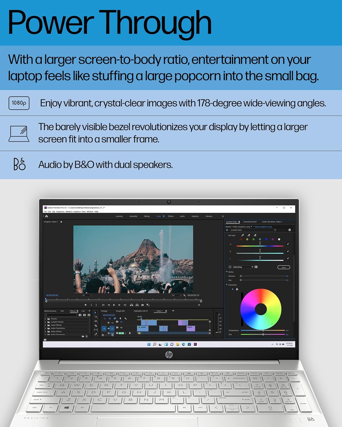 HP Pavilion 15-eg2025nr 15.6" FHD Laptop Intel Core Intel Core i7-1255U 1.7GHz 16GB RAM 512GB SSD Wi-Fi Bluetooth cámara web Windows 11 Professional (reacondicionado)