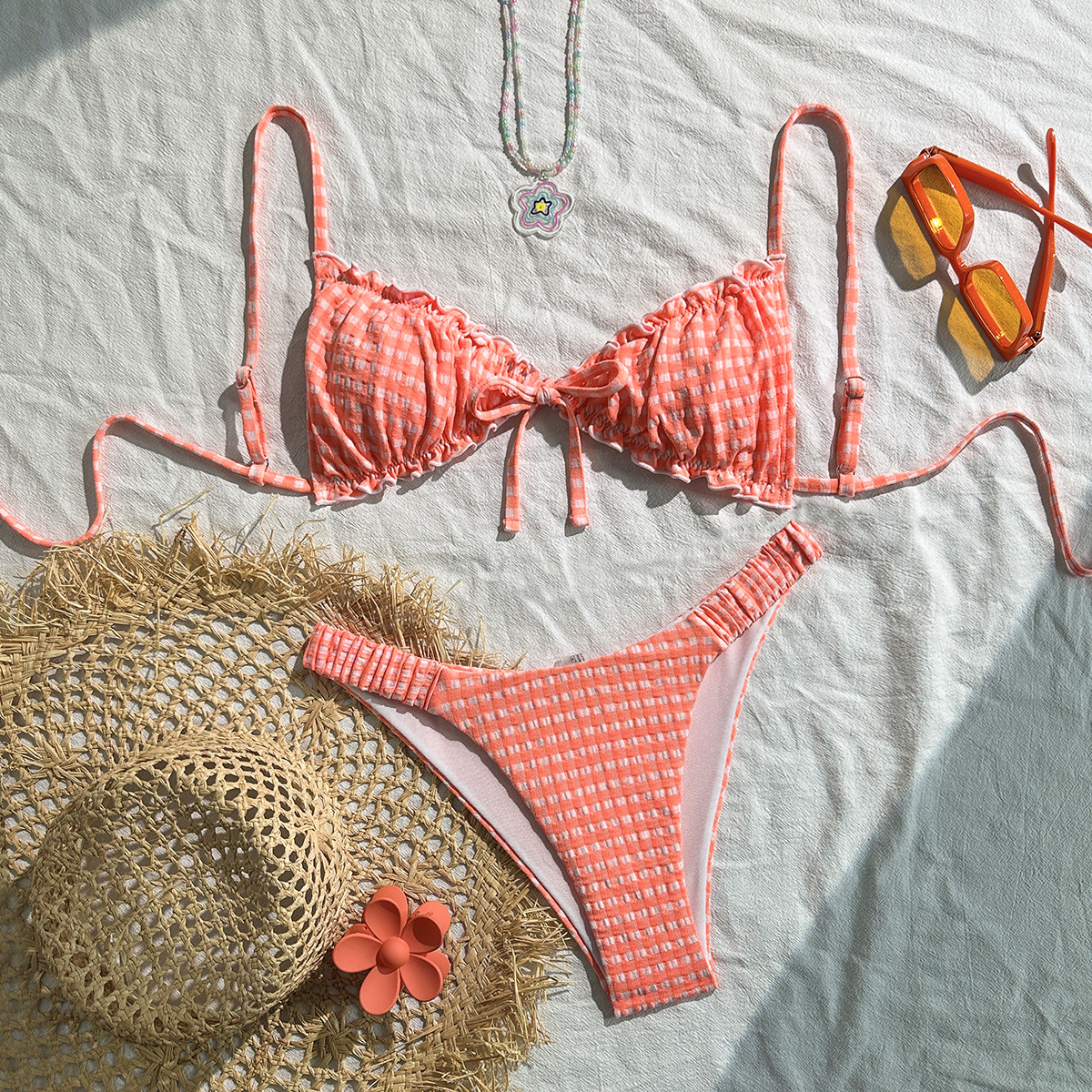 🌸 Spitzenbesetzter Bikini für Strand & Thermalbad | Sexy, figurbetontes Urlaubs-Zweiteiler-Set 👙✨