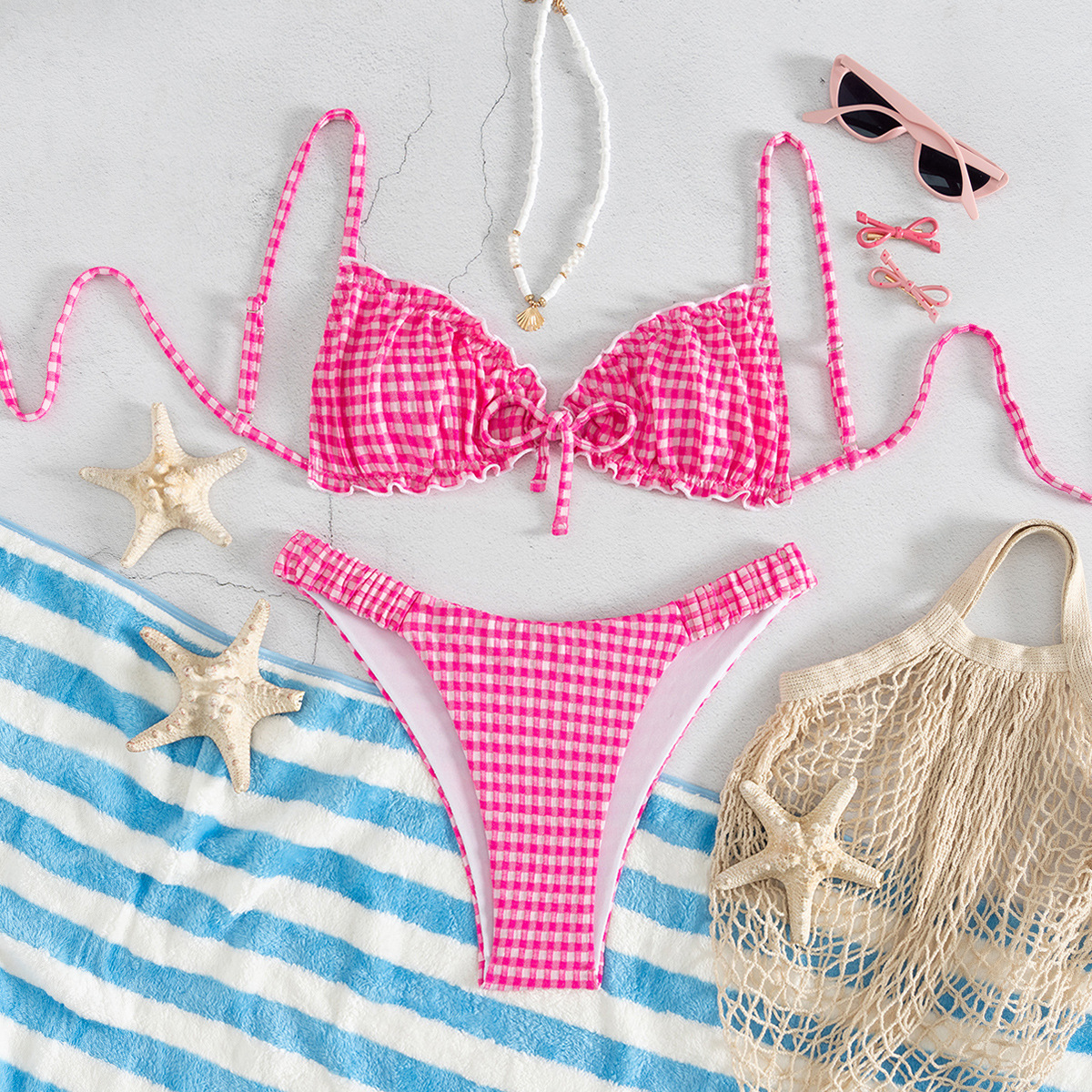 🌸 Spitzenbesetzter Bikini für Strand & Thermalbad | Sexy, figurbetontes Urlaubs-Zweiteiler-Set 👙✨