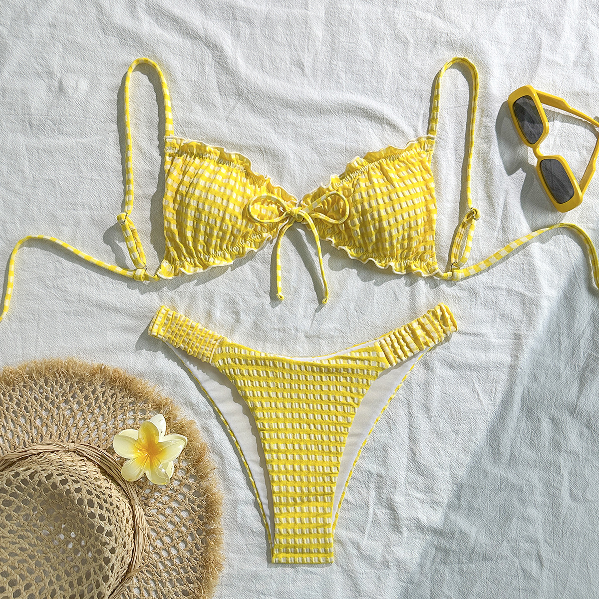 🌸 Spitzenbesetzter Bikini für Strand & Thermalbad | Sexy, figurbetontes Urlaubs-Zweiteiler-Set 👙✨