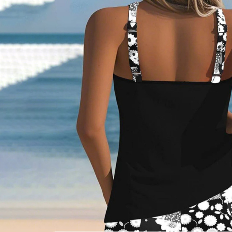 2-teiliges Damen Bade-Set – Tankini mit gemustertem Top & Shorts für den Sommer