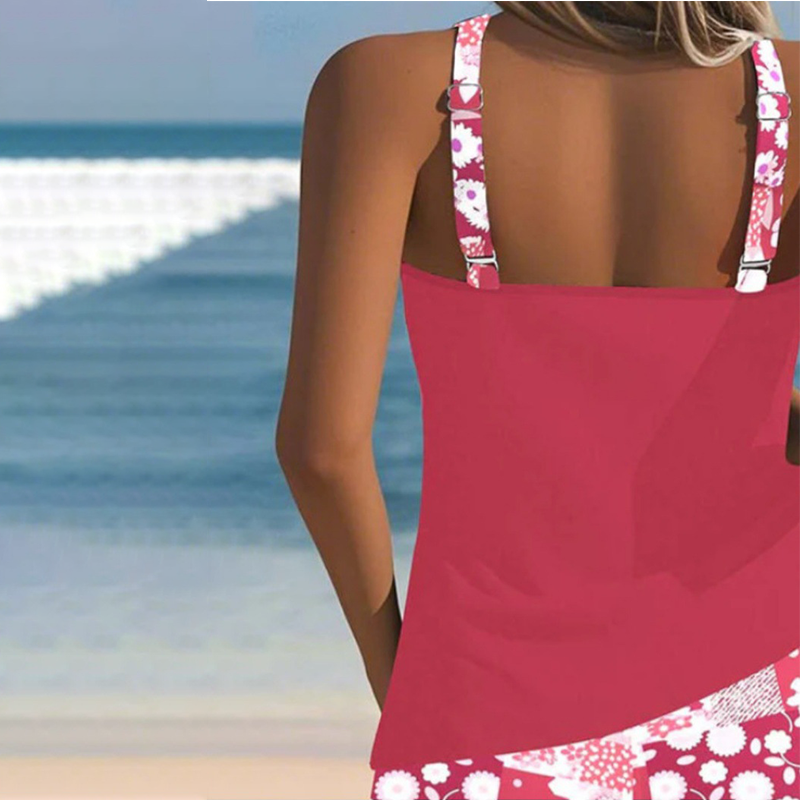 2-teiliges Damen Bade-Set – Tankini mit gemustertem Top & Shorts für den Sommer