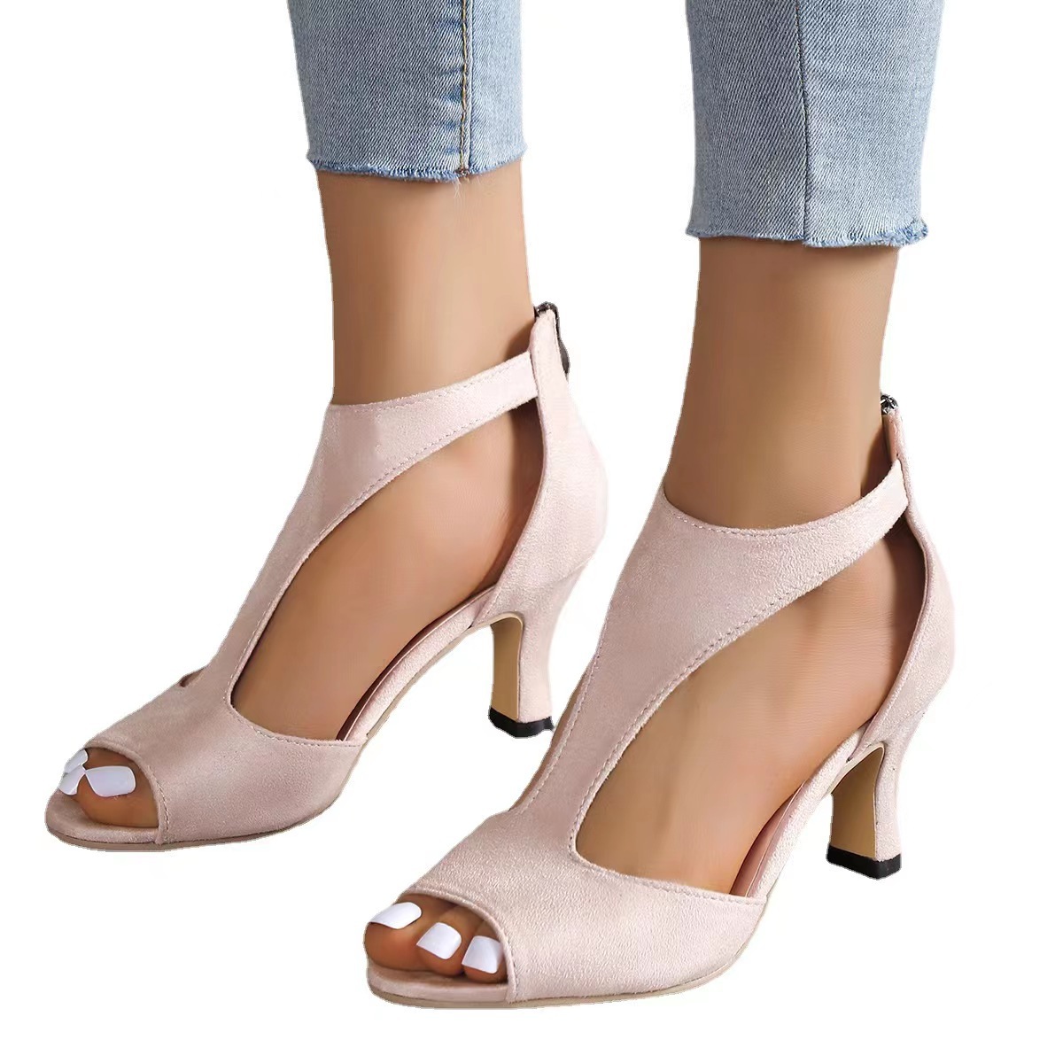 Stilettos mit Reißverschluss hinten und Fischschuppen-Design