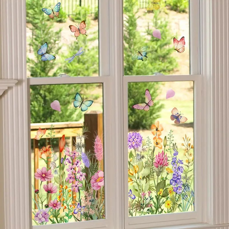 ✨LAST DAY: 50% OFF! - 💐Colorful Floral Bouquet Window Sticker🖼️(Cut to size freely)