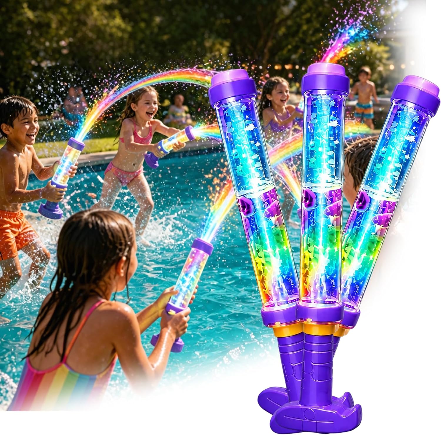🌈 Glowing Rainbow Water Blaster | Summer Fun That Pops Like Magic! ✨