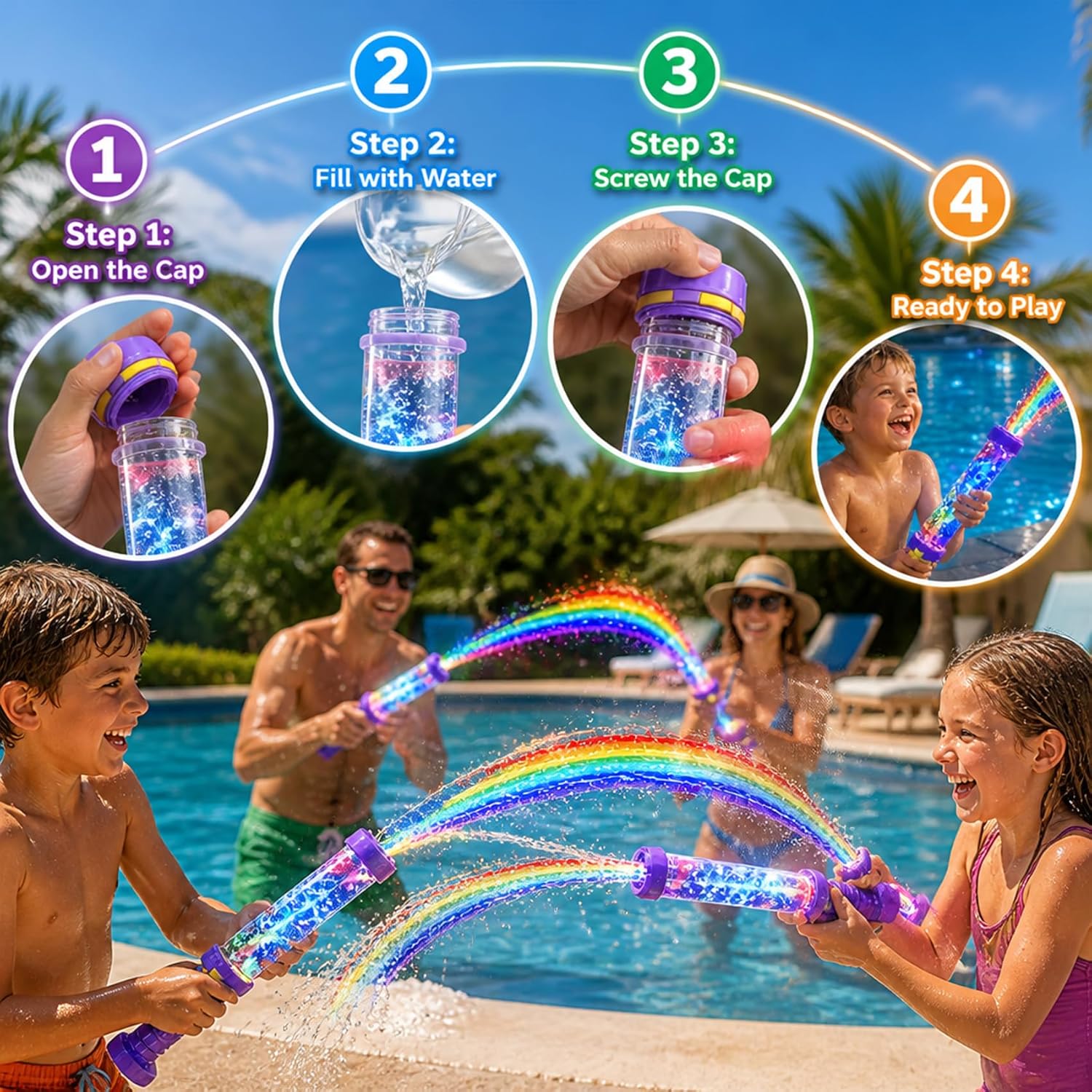 🌈 Glowing Rainbow Water Blaster | Summer Fun That Pops Like Magic! ✨