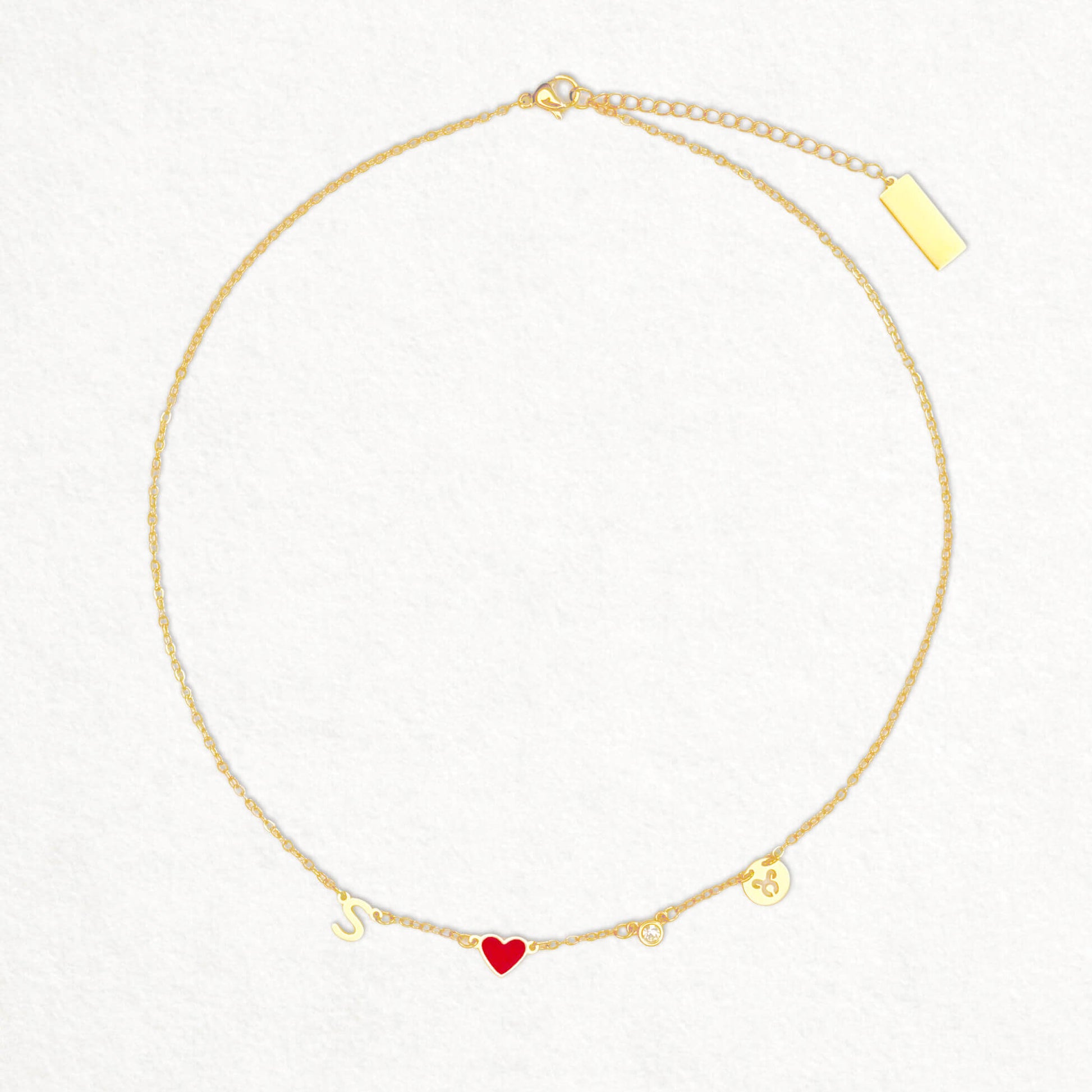 [Alphabet Heart Necklace] Set with Birthstones and Zodiac Motifs