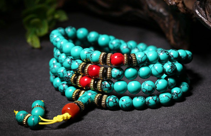 [Blessing Prayer Beads] Tibetan Turquoise – Triple Energy Protection