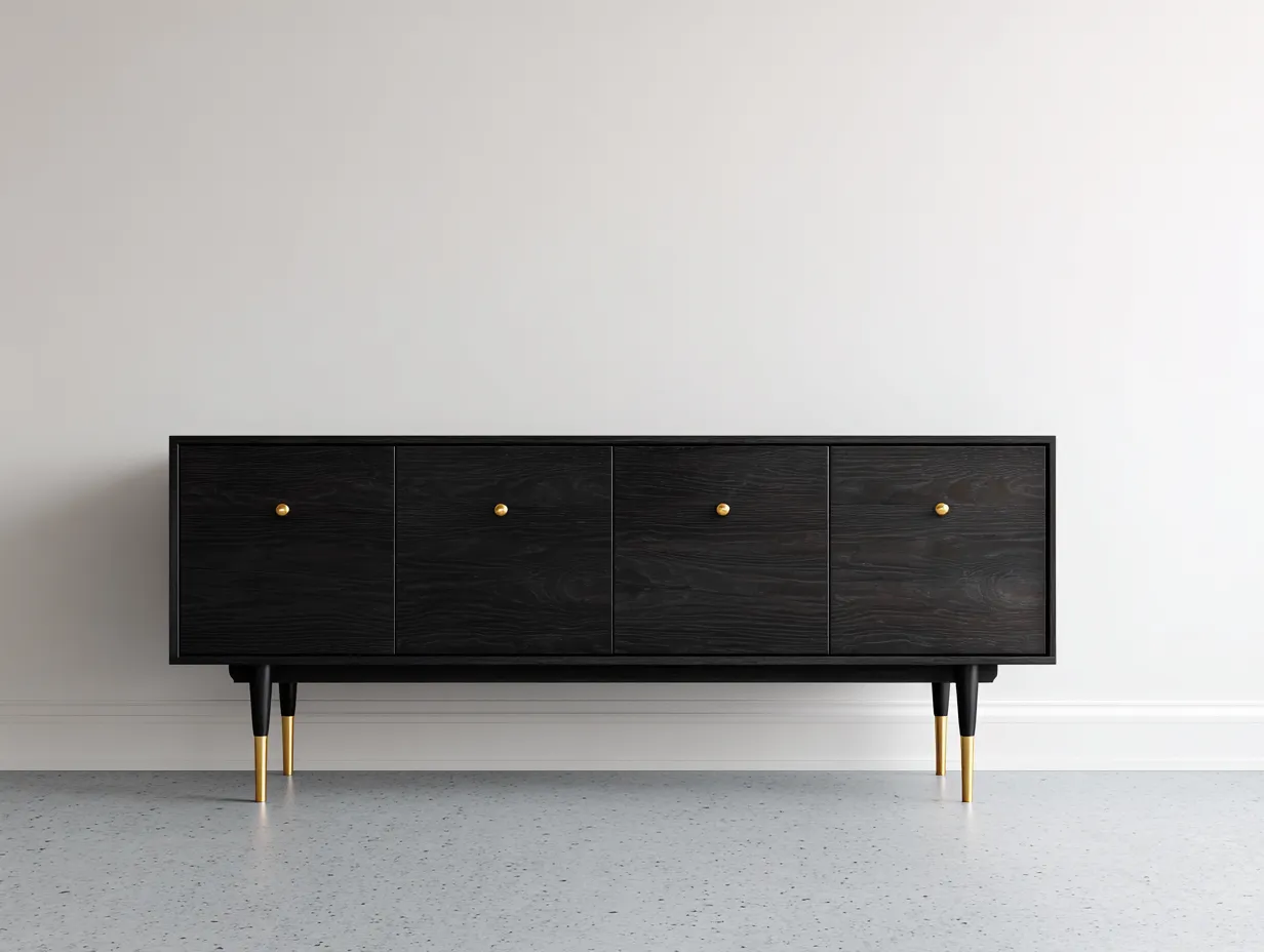 Dielenschränke-Holz-Metall-178 x 41 x 65 cm-Schwarz-Gold-Modernes Design-Dolenlystudio