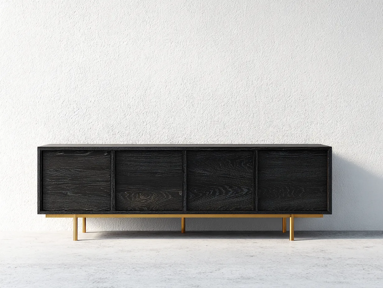 Dielenschränke-Holz-Metall-168 x 38 x 62 cm-Schwarz-Gold-Modernes Design-Dolenlystudio